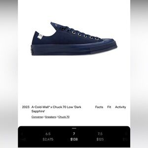 Converse Chuck Taylor All Star 70 Ox A-COLD-WALL Navy